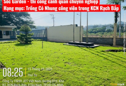Sóc Garden thi công cảnh quan công trình công  viên Công ty JDT Việt Nam – KCN Rạch Bắp, Bình Dương