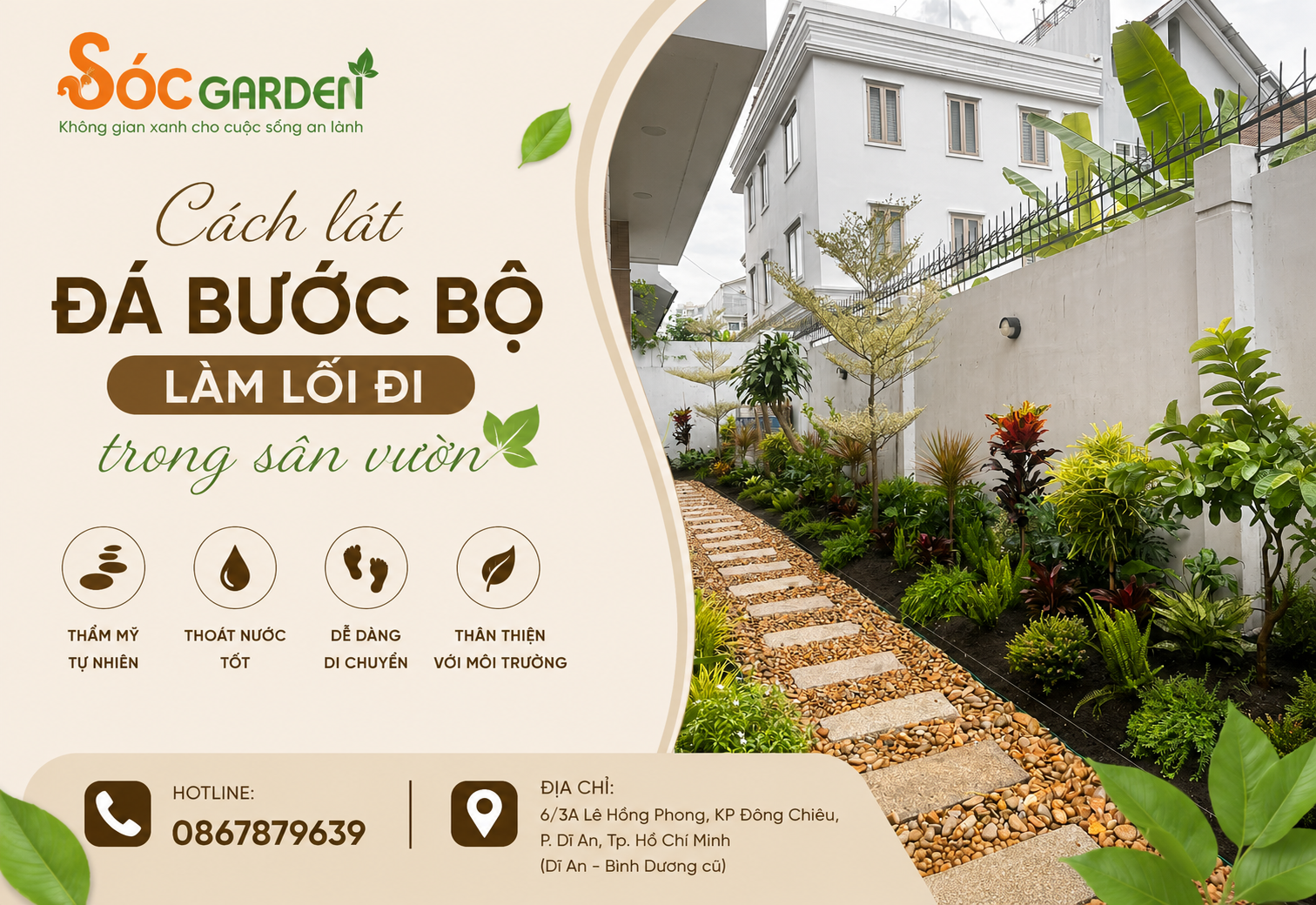 Cách lát đá bước bộ làm lối đi trong sân vườn