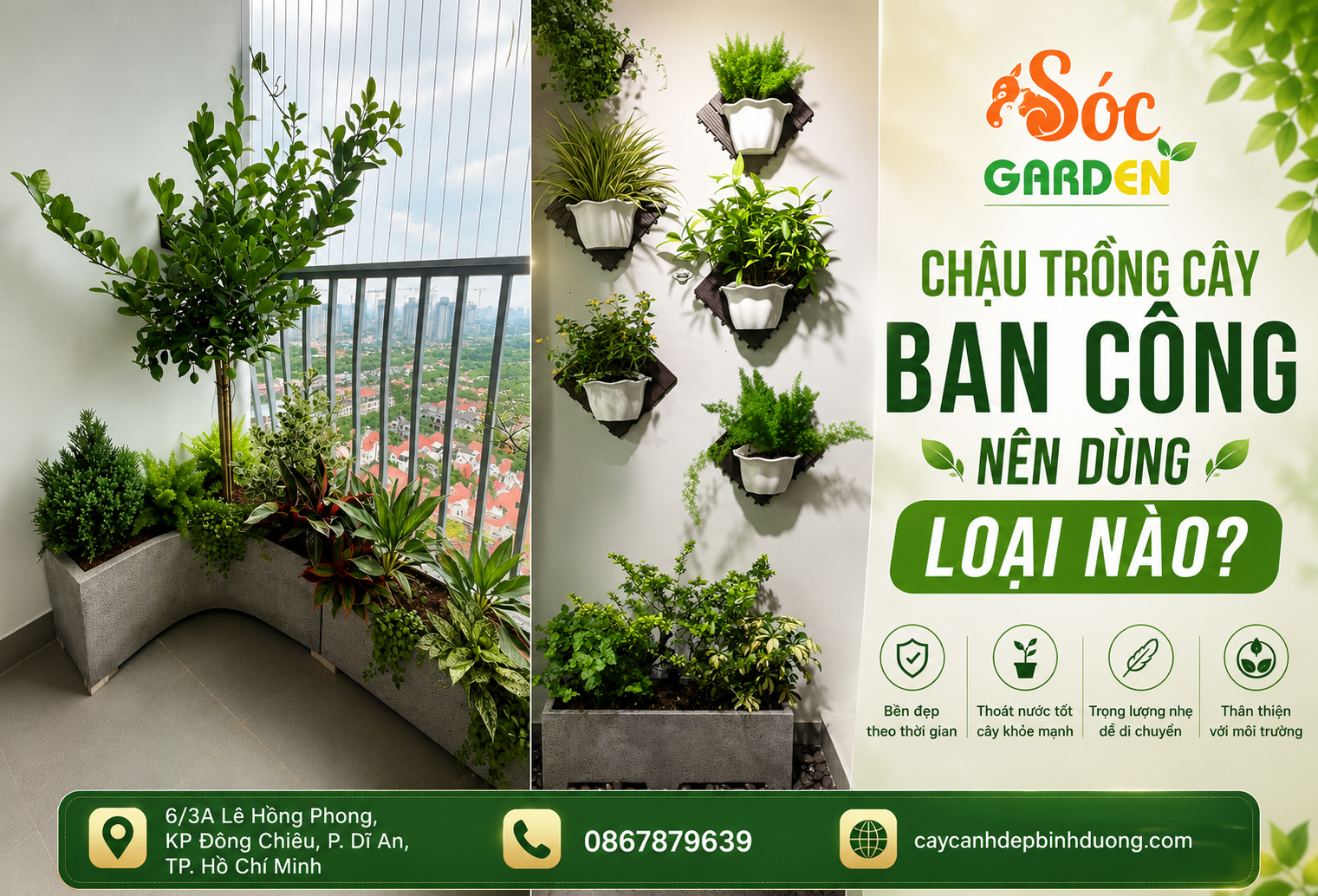 Chậu trồng cây ban công nên dùng loại nào?