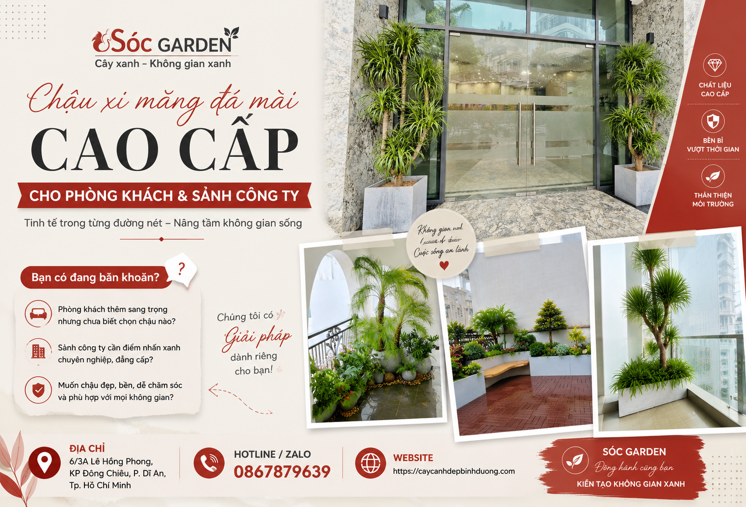 Chậu đá mài cao cấp cho phòng khách và sảnh công ty