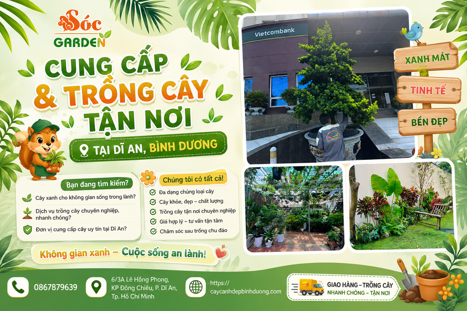 Cung cấp và trồng cây tận nơi tại Dĩ An, Bình Dương