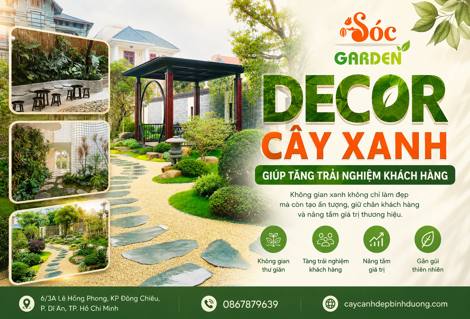 Decor cây xanh giúp tăng trải nghiệm khách hàng