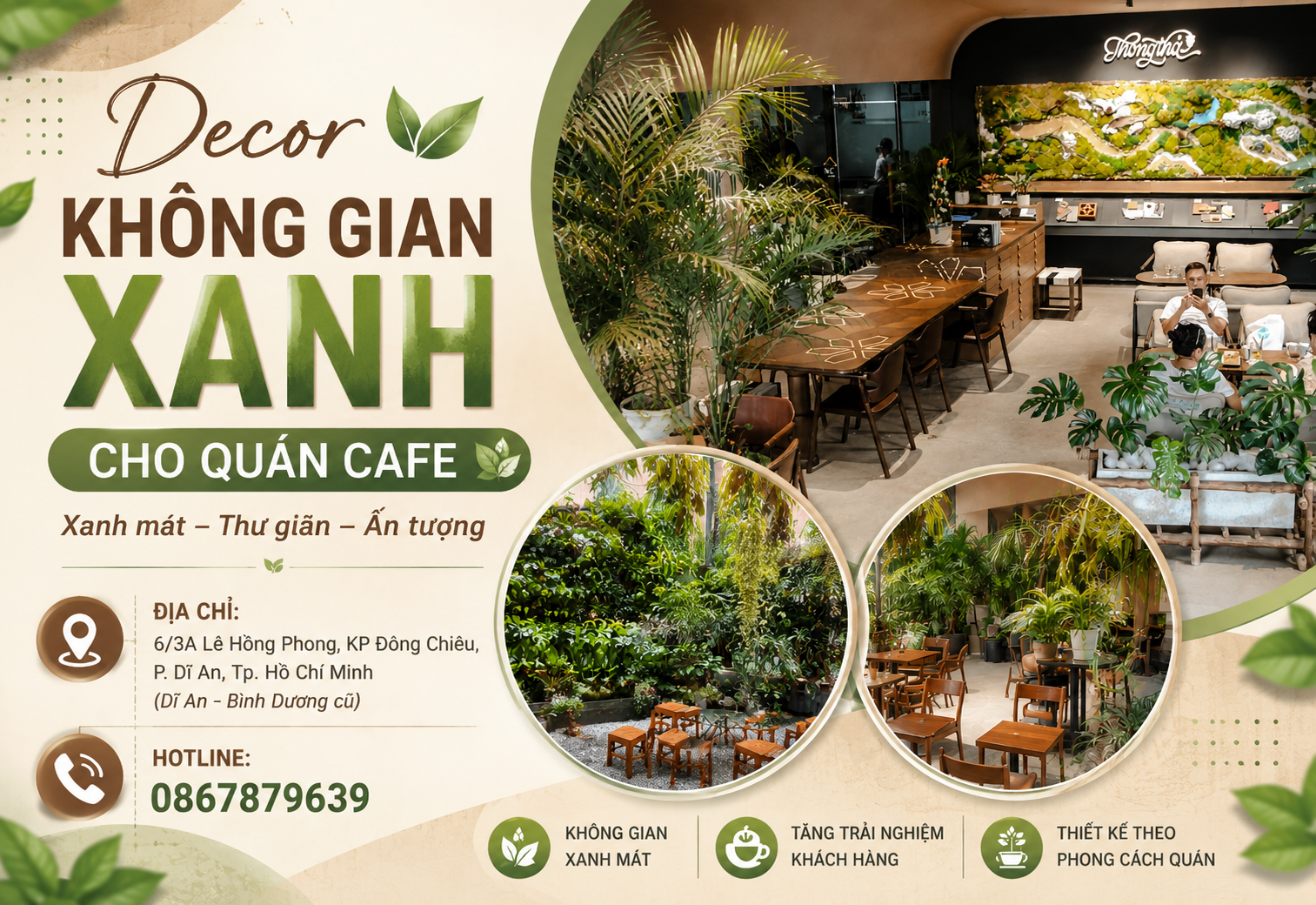 Decor không gian xanh cho quán cafe