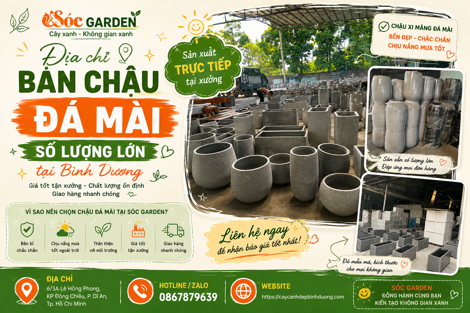 Địa chỉ bán chậu đá mài số lượng lớn tại Bình Dương