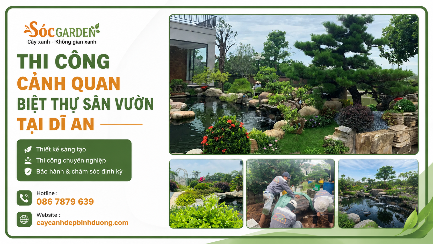 Thi công cảnh quan biệt thự sân vườn tại Dĩ An