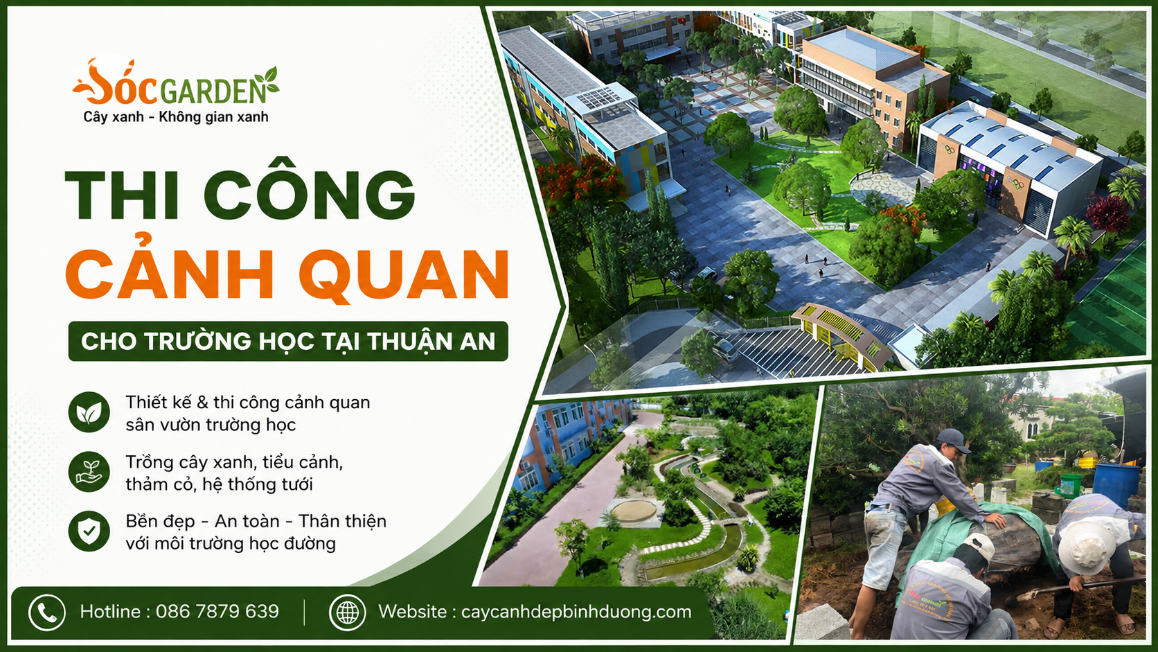 Thi công cảnh quan cho trường học tại Thuận An