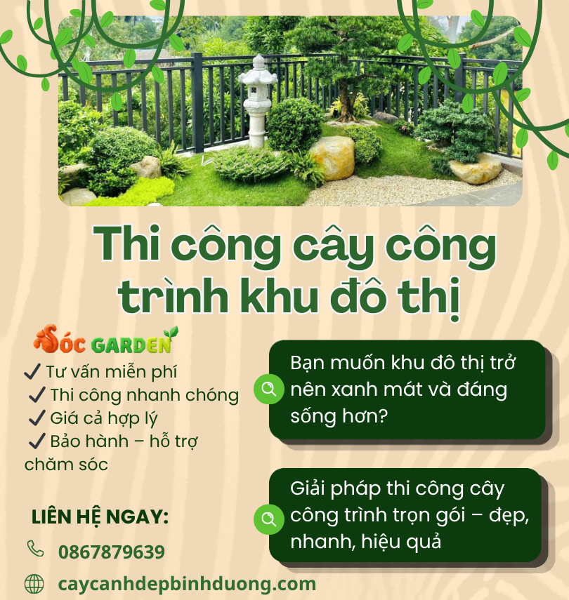Thi công cây công trình khu đô thị 