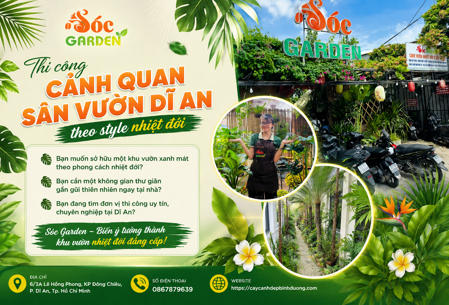 Thi công cảnh quan sân vườn Dĩ An style nhiệt đới