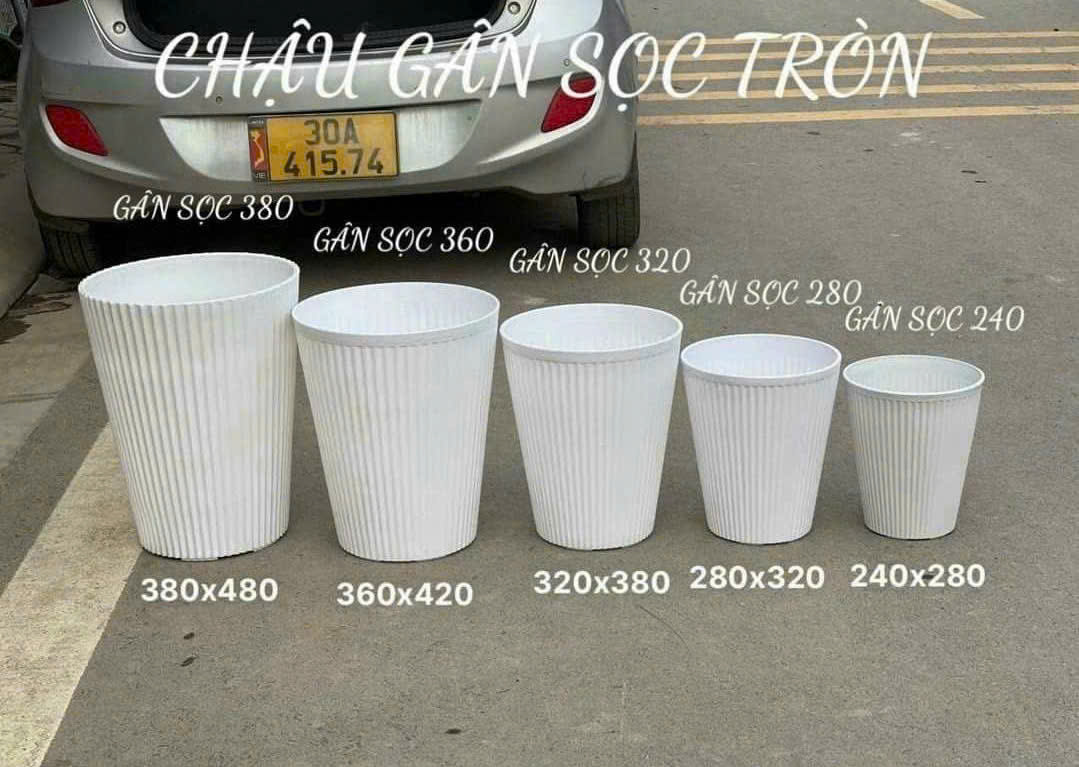 Chậu nhựa gân sọc tròn