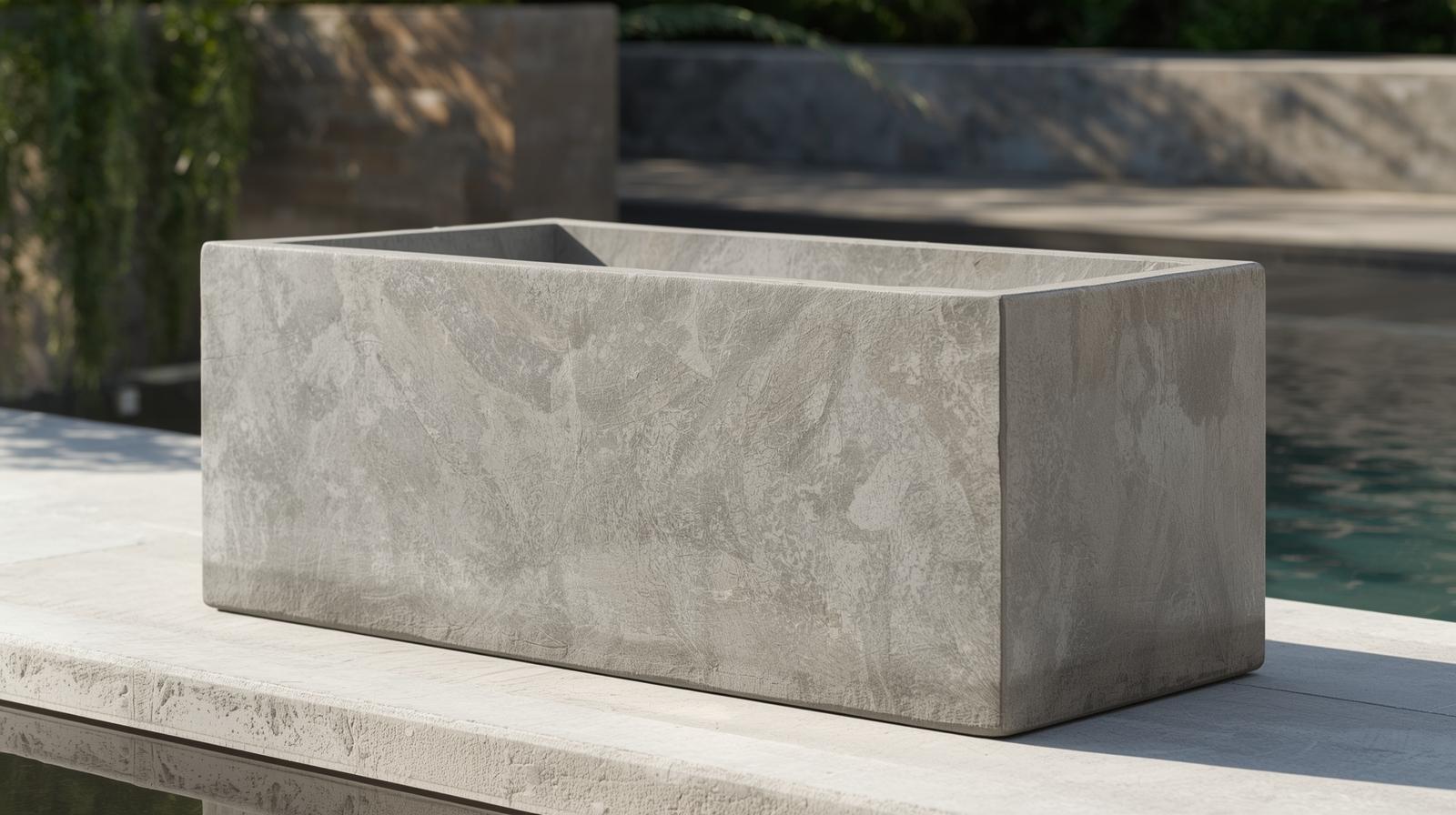 Chậu Xi Măng Đá Mài Chữ Nhật 60x30x30 Cm