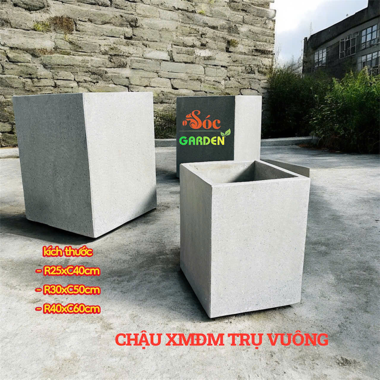 Chậu xi măng đá mài có chân