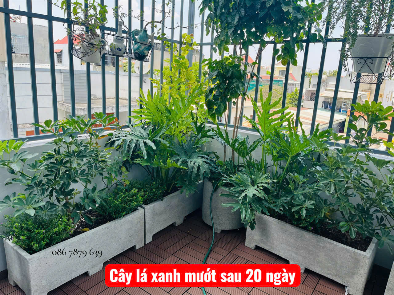 Chậu Xi Măng Đá Mài Chữ Nhật Có Chân 30x30x60 Cm