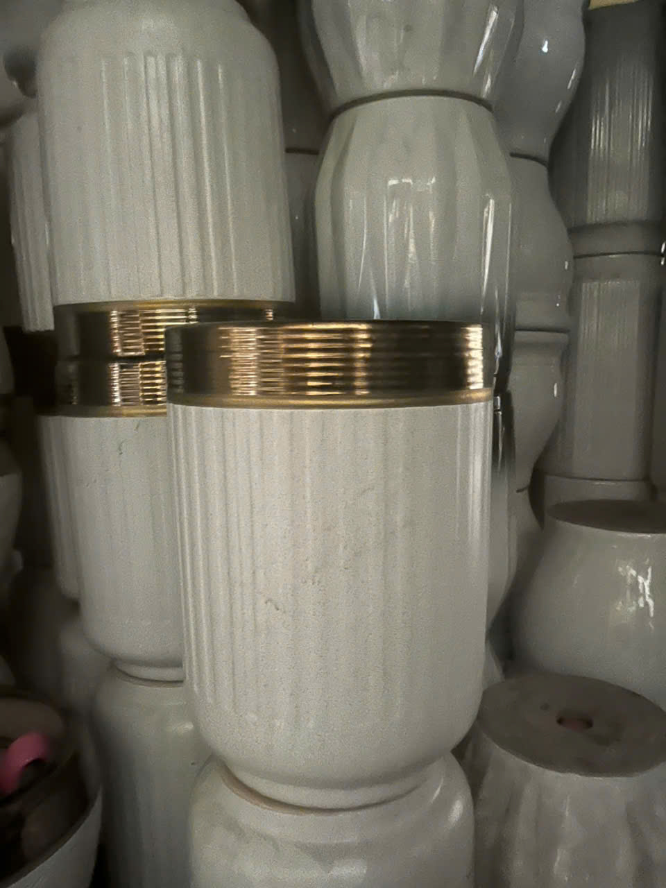 Chậu sứ ống trắng cao bộ 3 cái