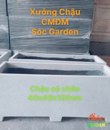 Chậu Xi Măng Đá Mài Chữ Nhật Có Chân 40x40x100cm giá sỉ tận Xưởng TP Hồ Chí Minh