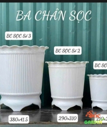Chậu nhựa ba chân có sọc 
