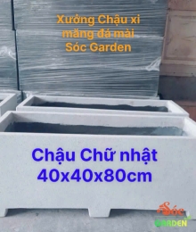 Chậu Xi Măng Đá Mài Chữ Nhật Có Chân 40x40x80cm giá sỉ tận Xưởng