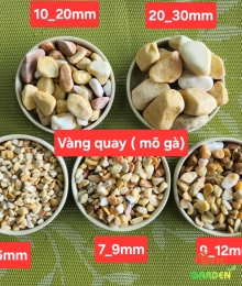 Sỏi cuội màu vàng quay nhiều kích thước