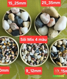 Sỏi cuội mix 4 màu nhiều kích thước