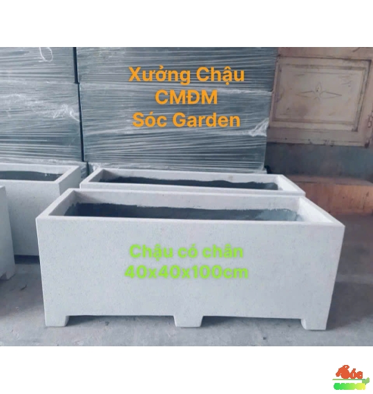 Chậu Xi Măng Đá Mài Chữ Nhật Có Chân 40x40x100cm giá sỉ tận Xưởng TP Hồ Chí Minh