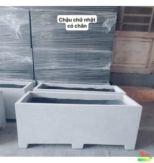 Chậu Xi Măng Đá Mài Chữ Nhật Có Chân 30x30x60cm lý tưởng để trồng cây ban công