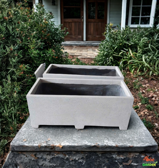 Chậu Xi Măng Đá Mài Chữ Nhật Có Chân 30x30x60 Cm
