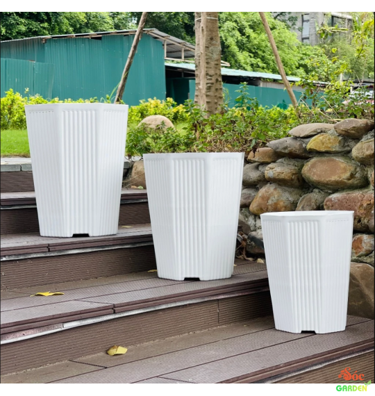 Chậu nhựa gân bát giác 33x43x27,5 cm
