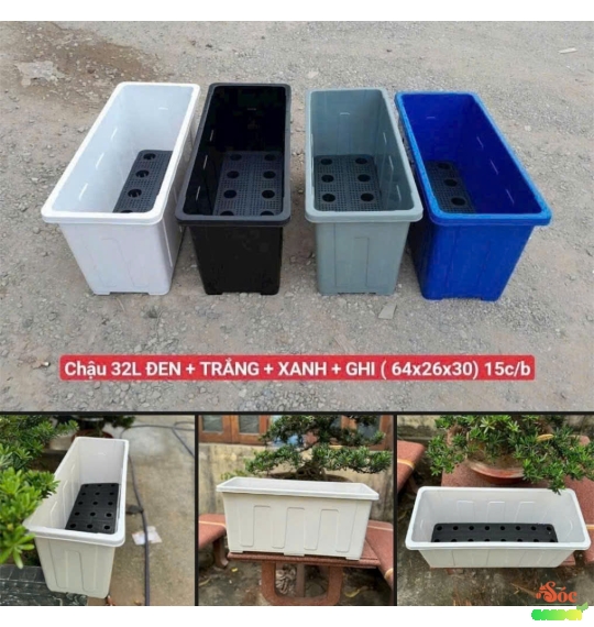 Chậu nhựa chữ nhật 64x26x30 cm 