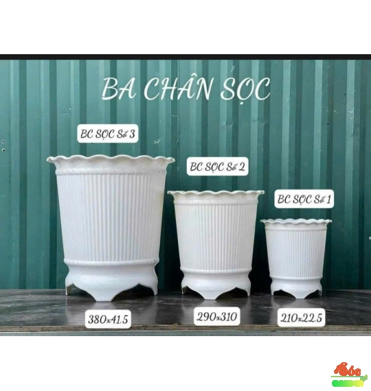 Chậu nhựa ba chân có sọc 