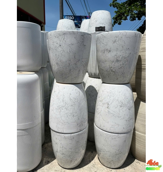 Chậu sứ ống trắng thấp bộ 3 cái