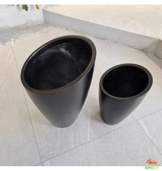 Chậu xi măng đá mài vát miệng 37x54 cm