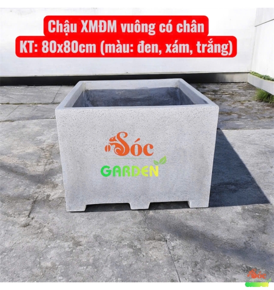 Chậu Xi Măng Đá Mài Vuông Có Chân 50x50 cm