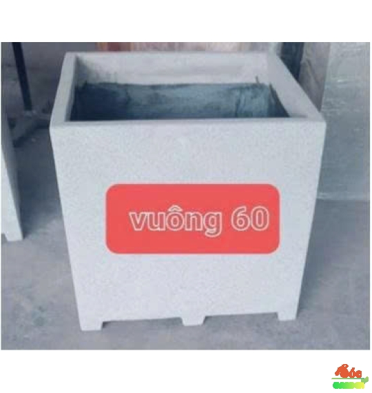 Chậu Xi Măng Đá Mài Vuông Có Chân 60cmx60cm –  lý tưởng để trồng cây lớn, trang trí sân vườn