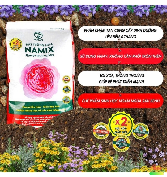 Đất Trồng Hoa – Dinh Dưỡng Cân Đối, Hoa Nở Đều & Đẹp