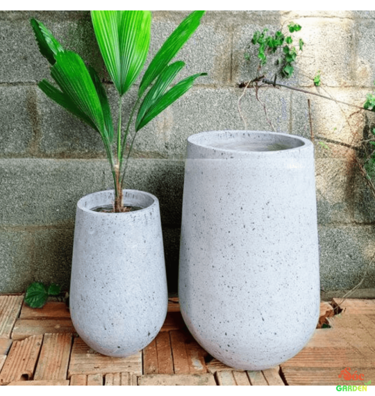 Chậu Xi Măng Đá Mài Giọt Nước 37x50