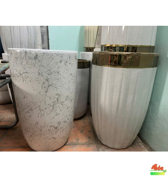 Chậu ống sứ trắng cao bộ 2 