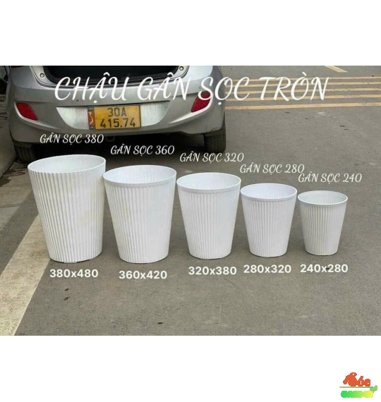 Chậu nhựa gân sọc tròn miệng rộng 38cm x cao 48cm