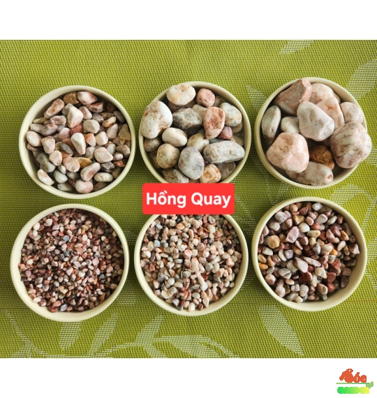 Sỏi cuội màu hồng quay nhiều kích thước