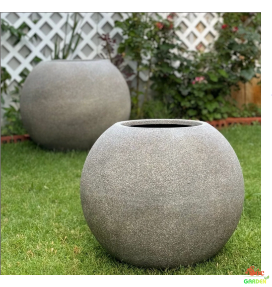 Chậu xi măng đá mài trái banh 45x40 cm